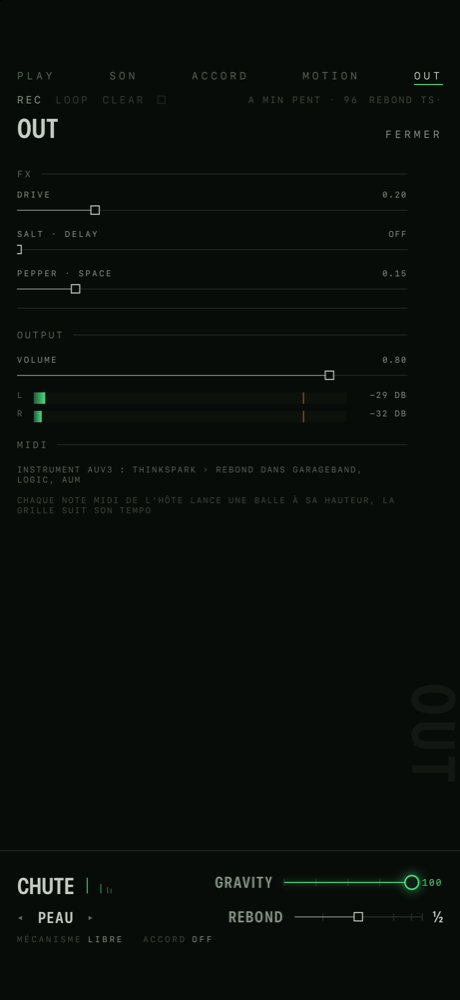 OUT : effets, sortie, AUv3